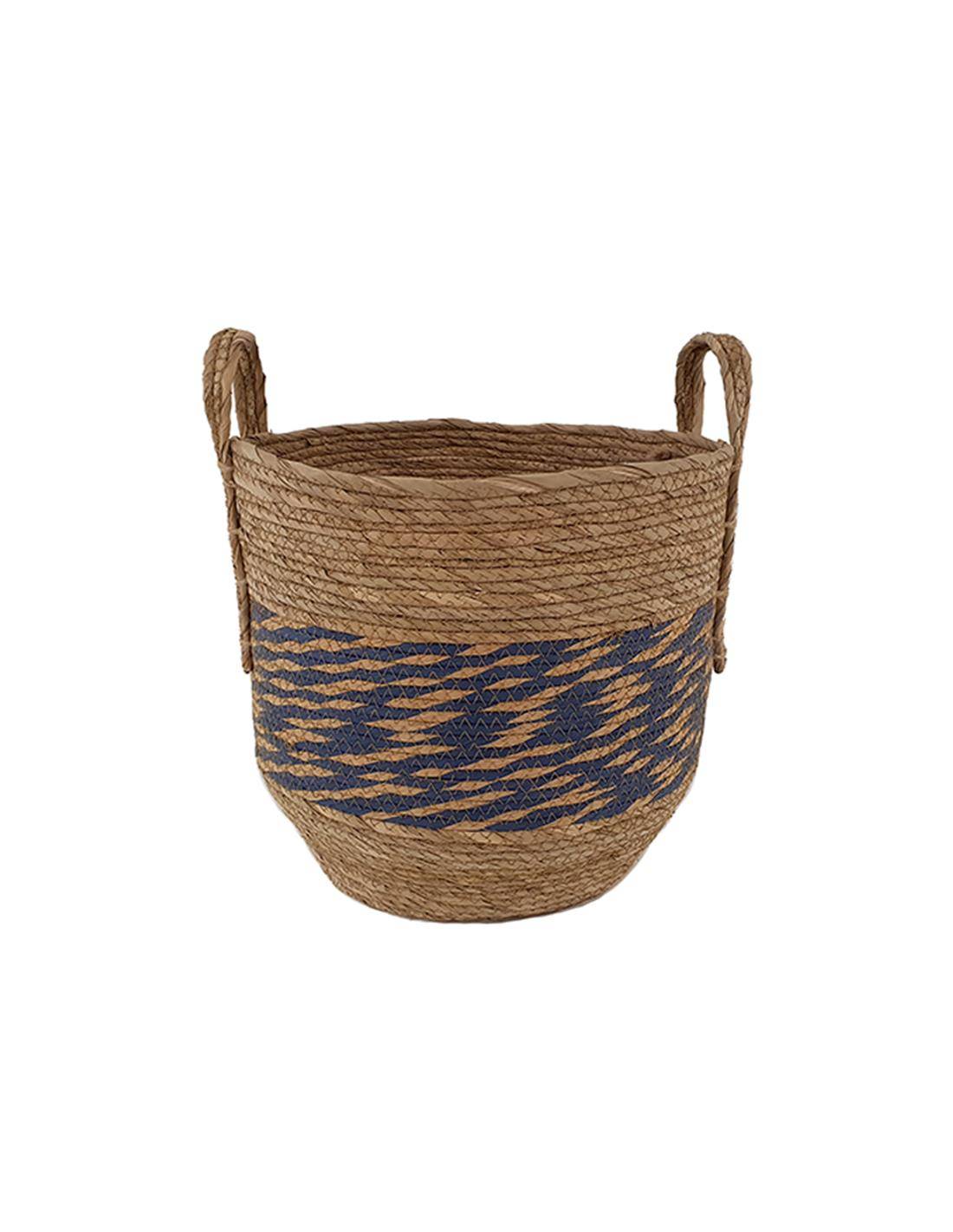 Καλάθι ψάθινο μπλε σχ. 31Χ31