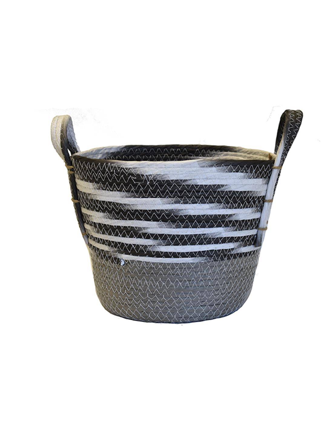 Καλάθι ψάθινο paper γκρι ριγέ φάσα 26Χ23