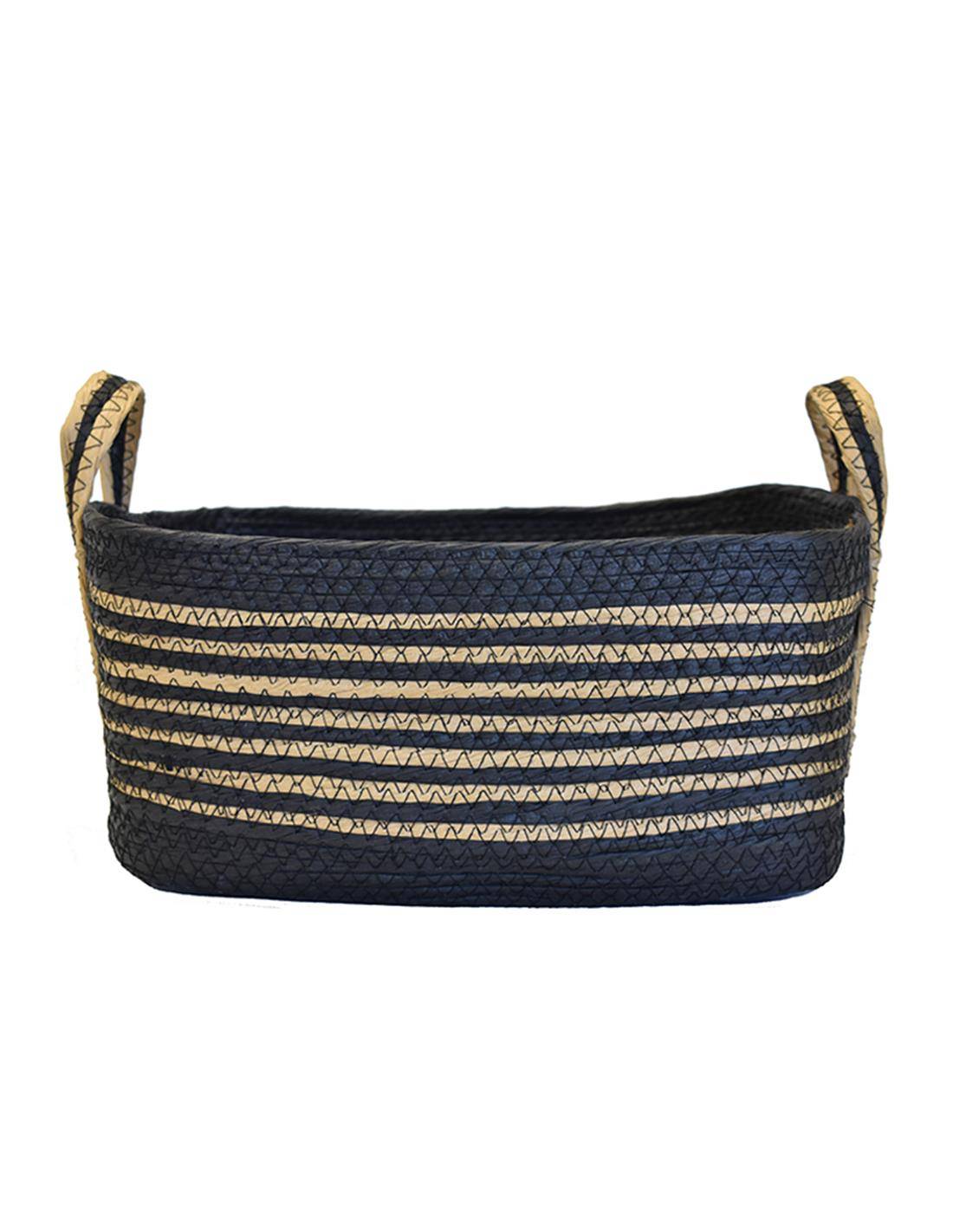 Καλάθι ψάθινο paper ριγέ μαύρο/καφέ 40Χ28Χ18