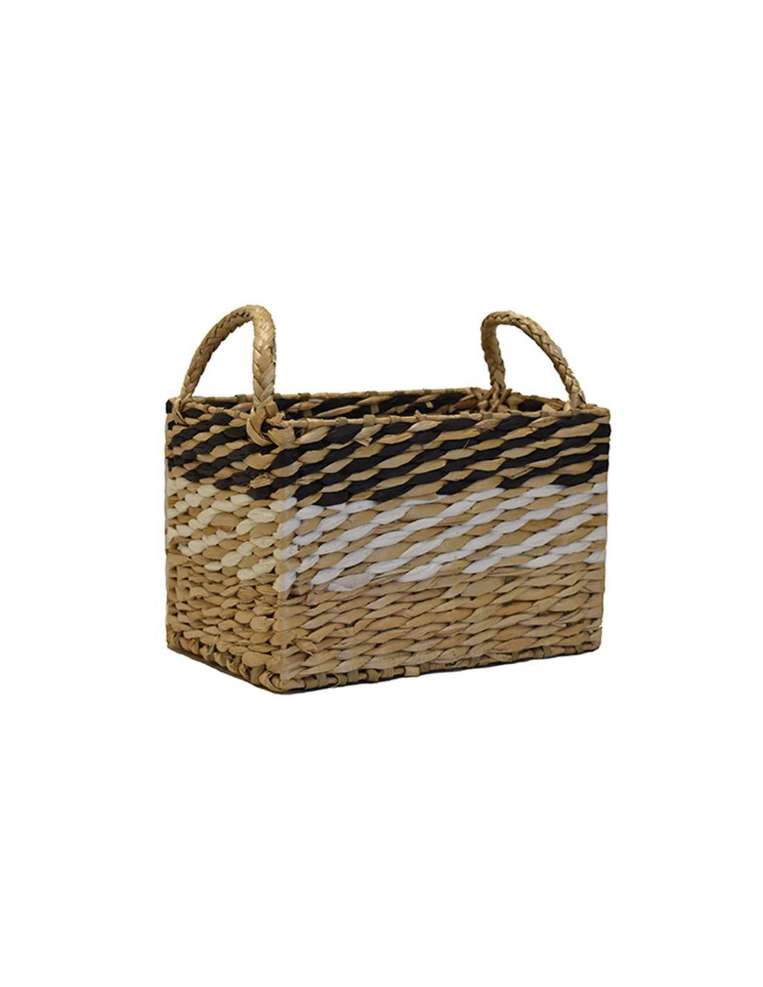Καλάθι ψάθινο rush paper 3χρωμο παραλ/μο 28Χ18Χ18