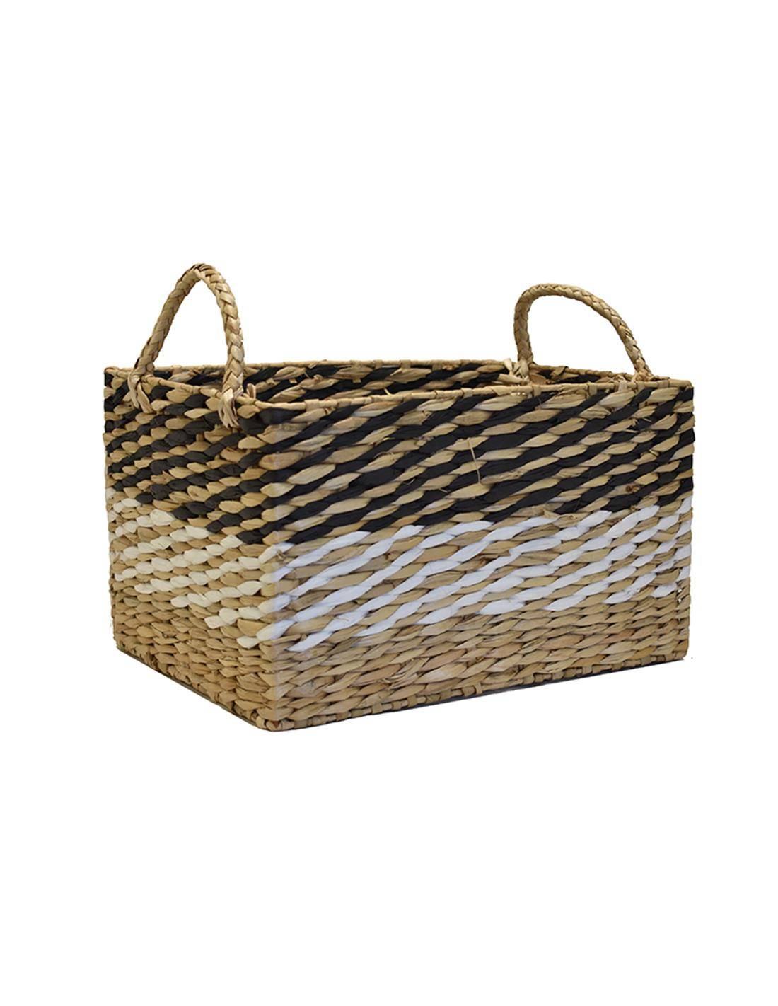 Καλάθι ψάθινο rush paper 3χρωμο παραλ/μο 38X26X22