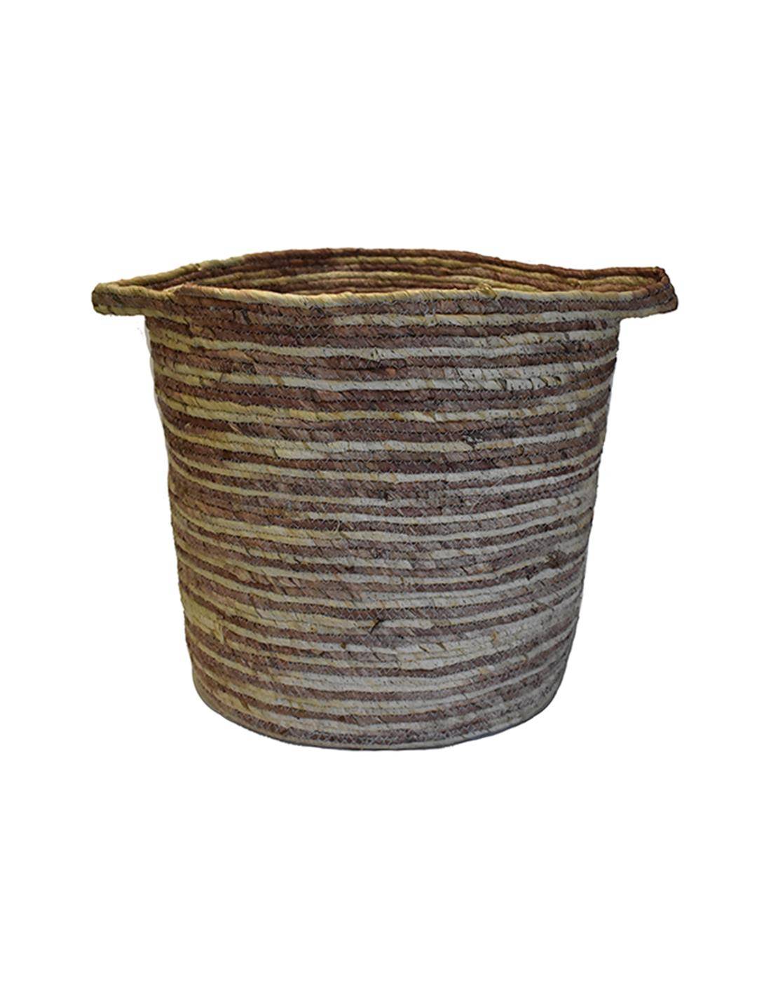 Καλάθι ριγέ φυσικό καφέ 45Χ45