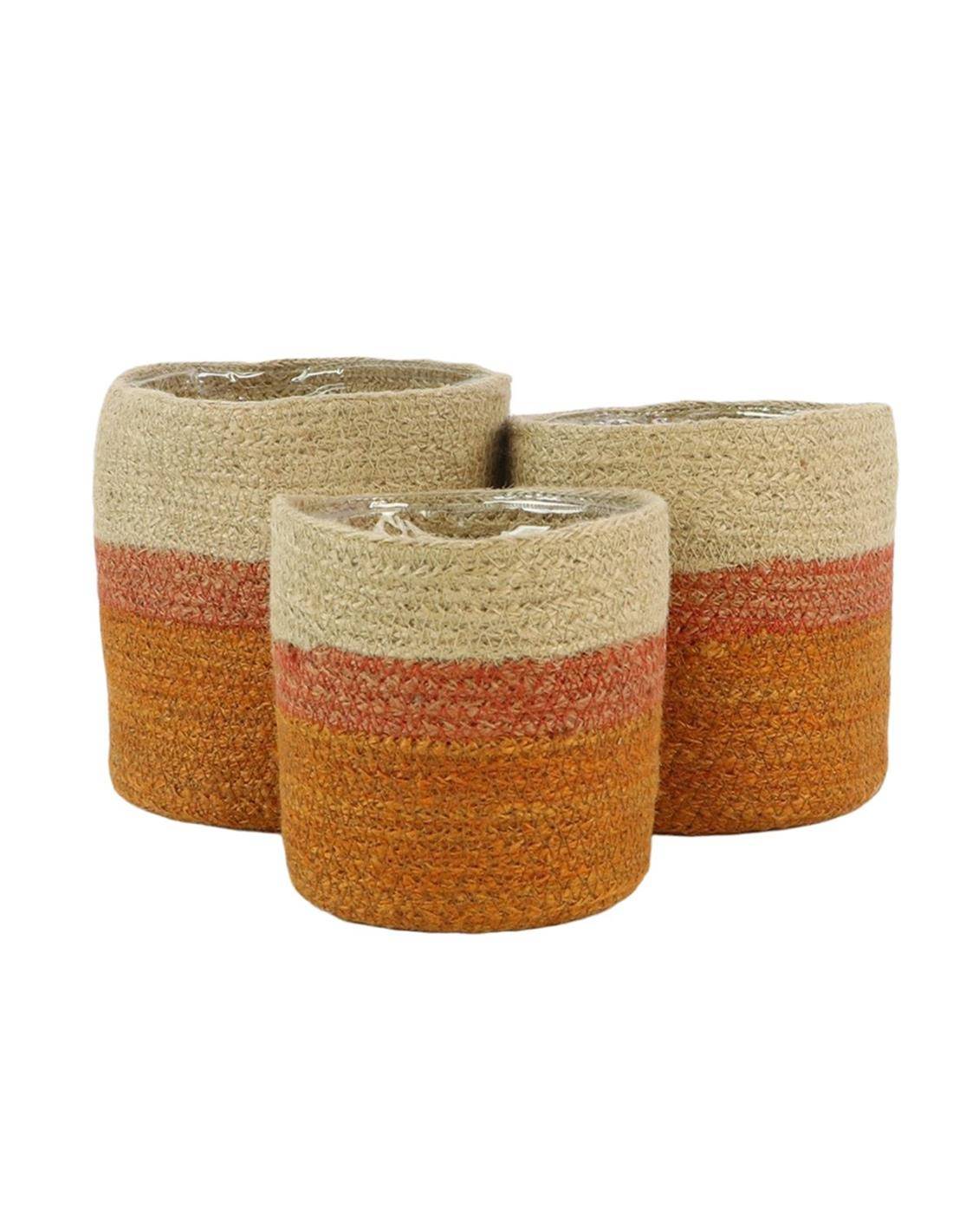 Καλάθι ψάθινο γιούτας με νάυλον πορτοκαλί φάσα σ/3 (12Χ12+14Χ14Χ+16Χ16)