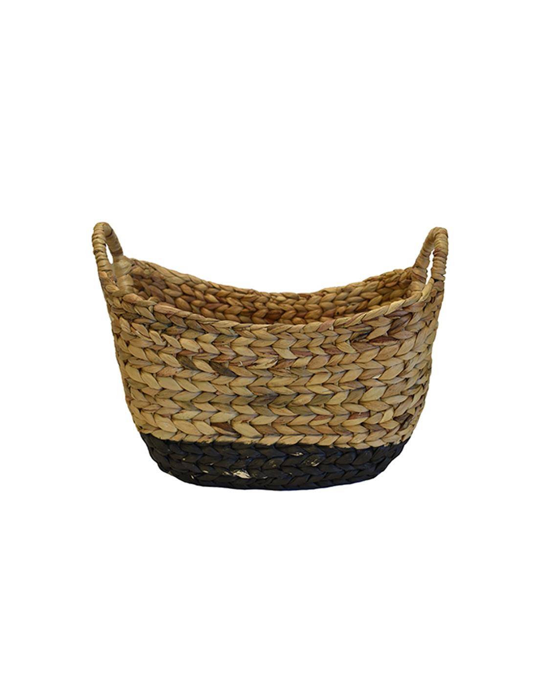 Καλάθι υδρουάκινθου  παραλ/μο οβάλ μαύρο ή γκρι με φυσικό 38Χ25Χ27