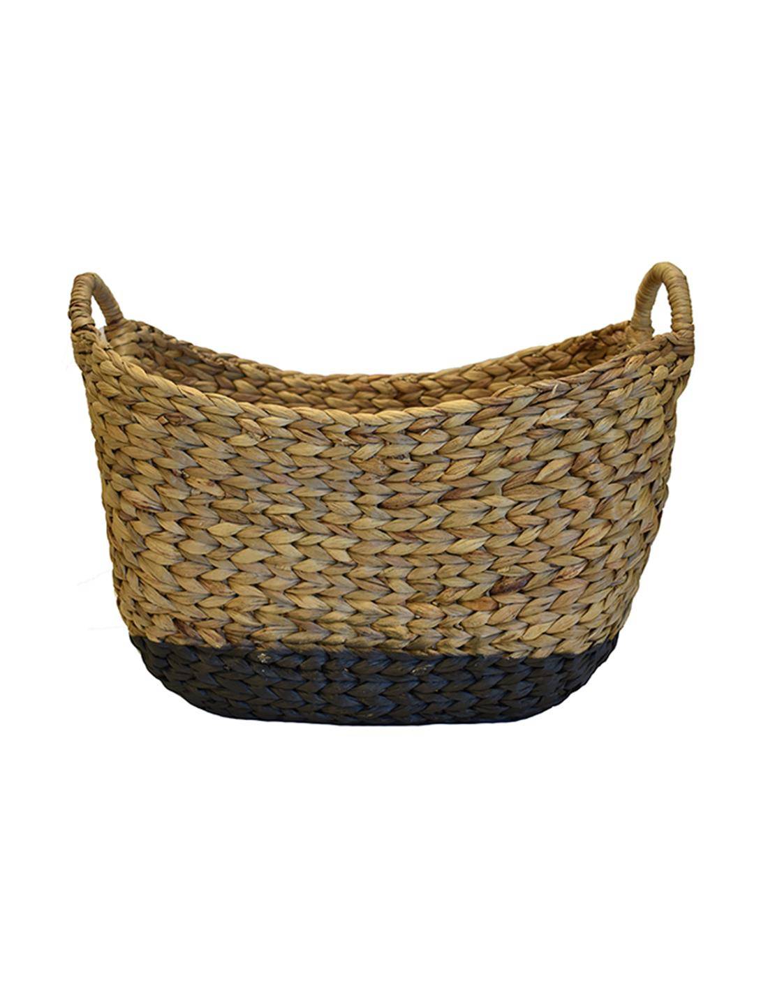 Καλάθι υδρουάκινθου  παραλ/μο οβάλ μαύρο ή γκρι με φυσικό 44Χ35Χ31