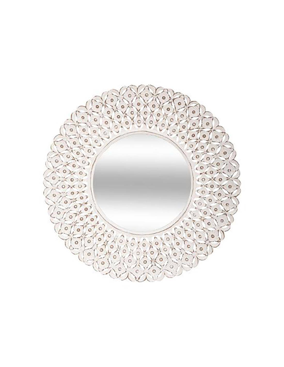 Καθρέπτης ξυλόγλυπτο λευκό χρ. Φ.75εκ.