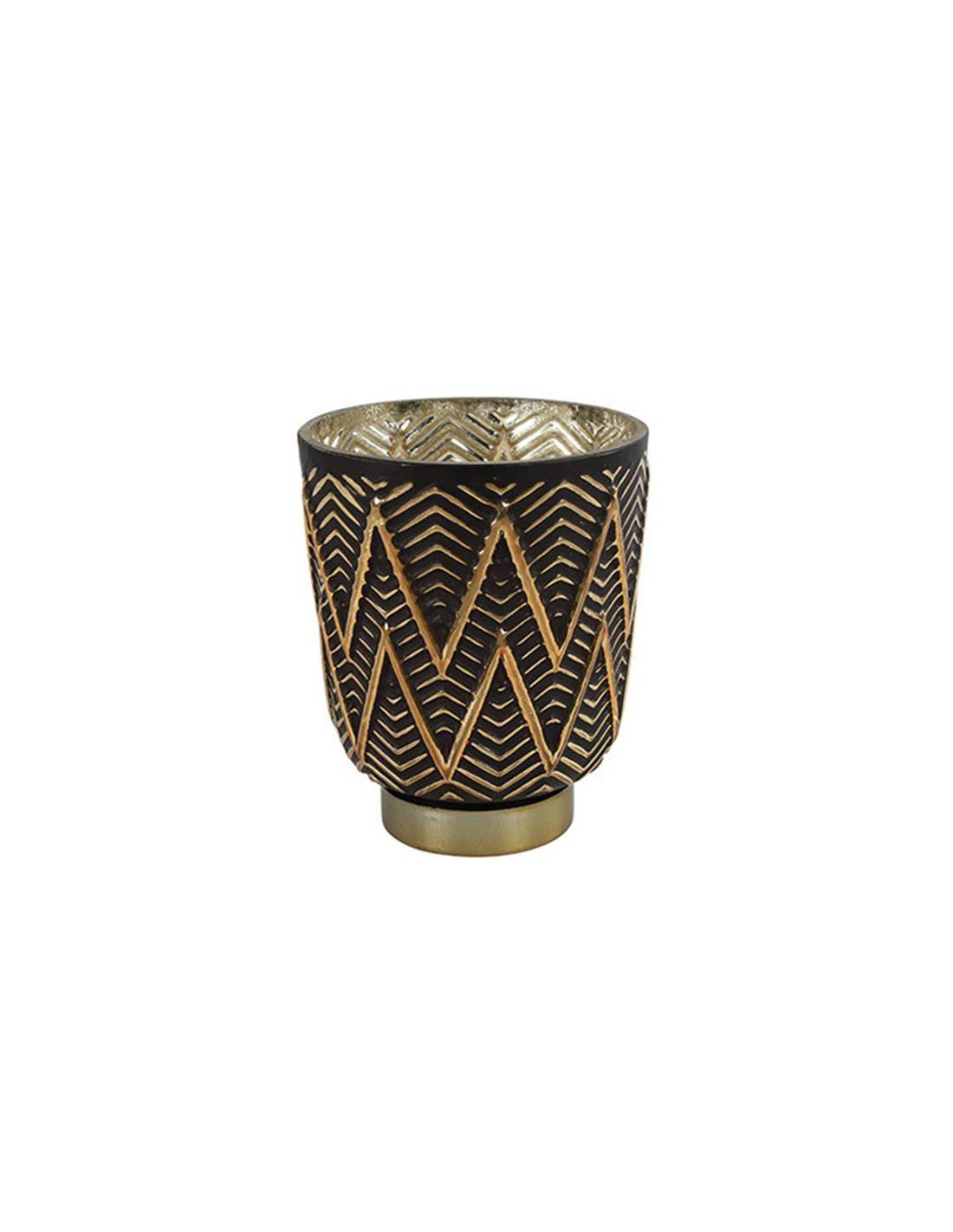 Κηροπήγιο γυαλ. Chalice μαύρο/χρυσό 11Χ13,2