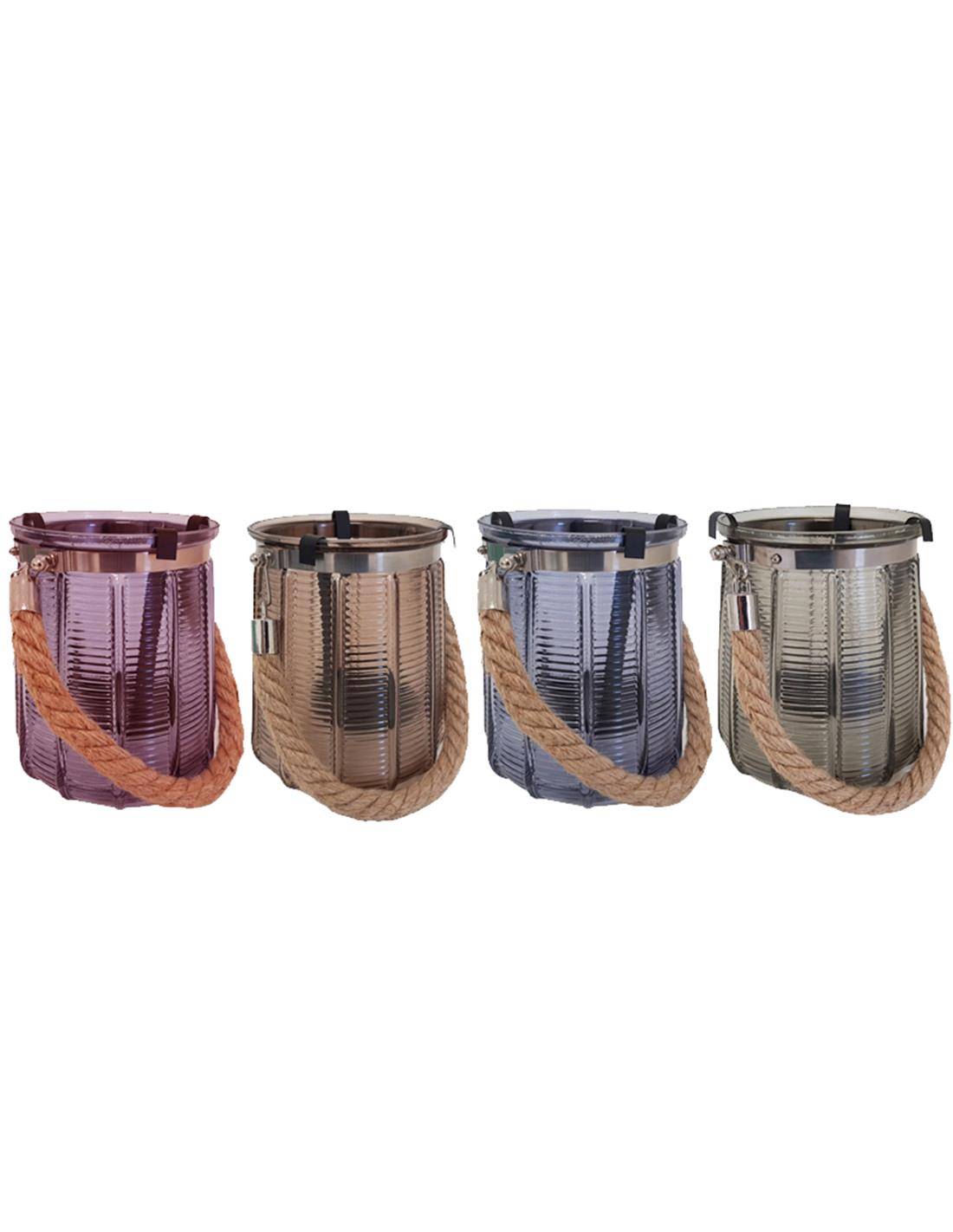 Κηροπήγιο γυαλ.κωνικό σχοινί 4χρ.15Χ20