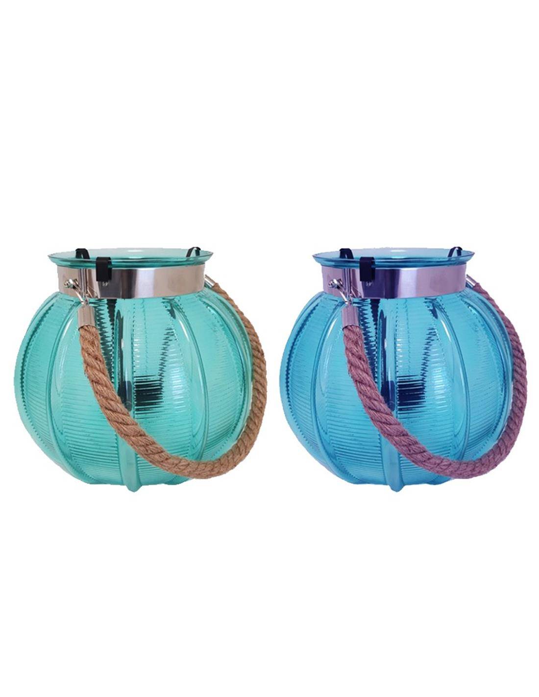 Κηροπήγιο γυαλ.μπουλ με σχοινί 2χρ.25εκ