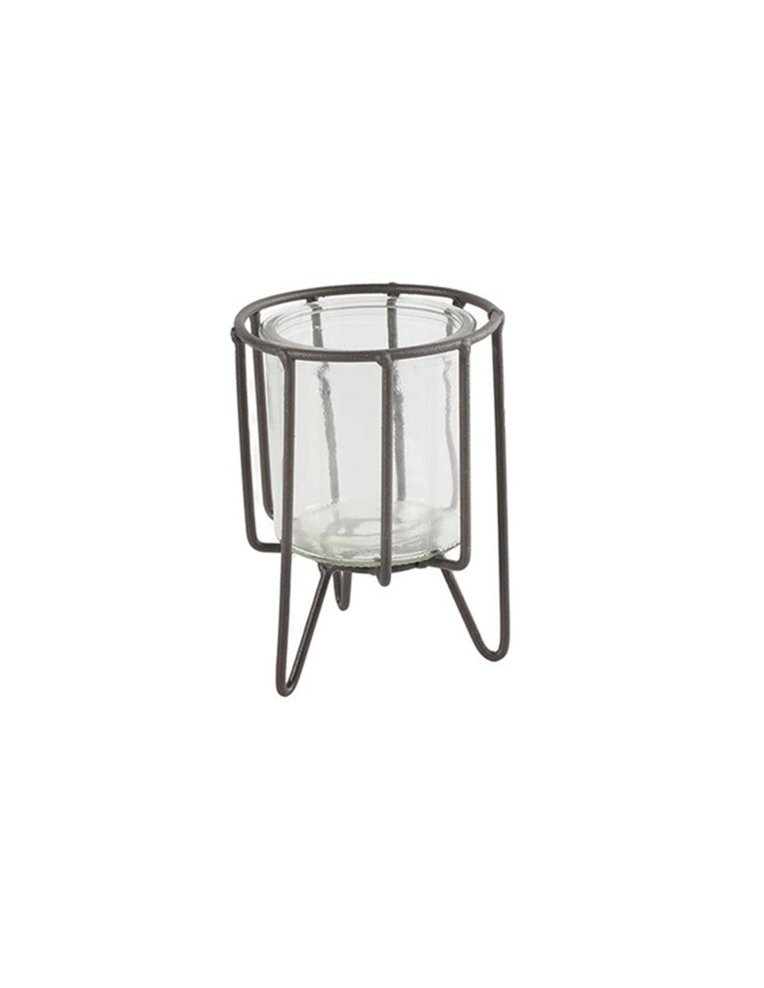 Κηροπήγιο γυαλ.σε μεταλ.τρίποδο 9,5Χ13,5