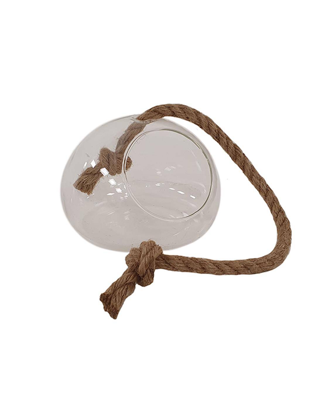 Κηροπήγιο κρεμ.με σχοινί σχ.μπάλα 16Χ12εκ.