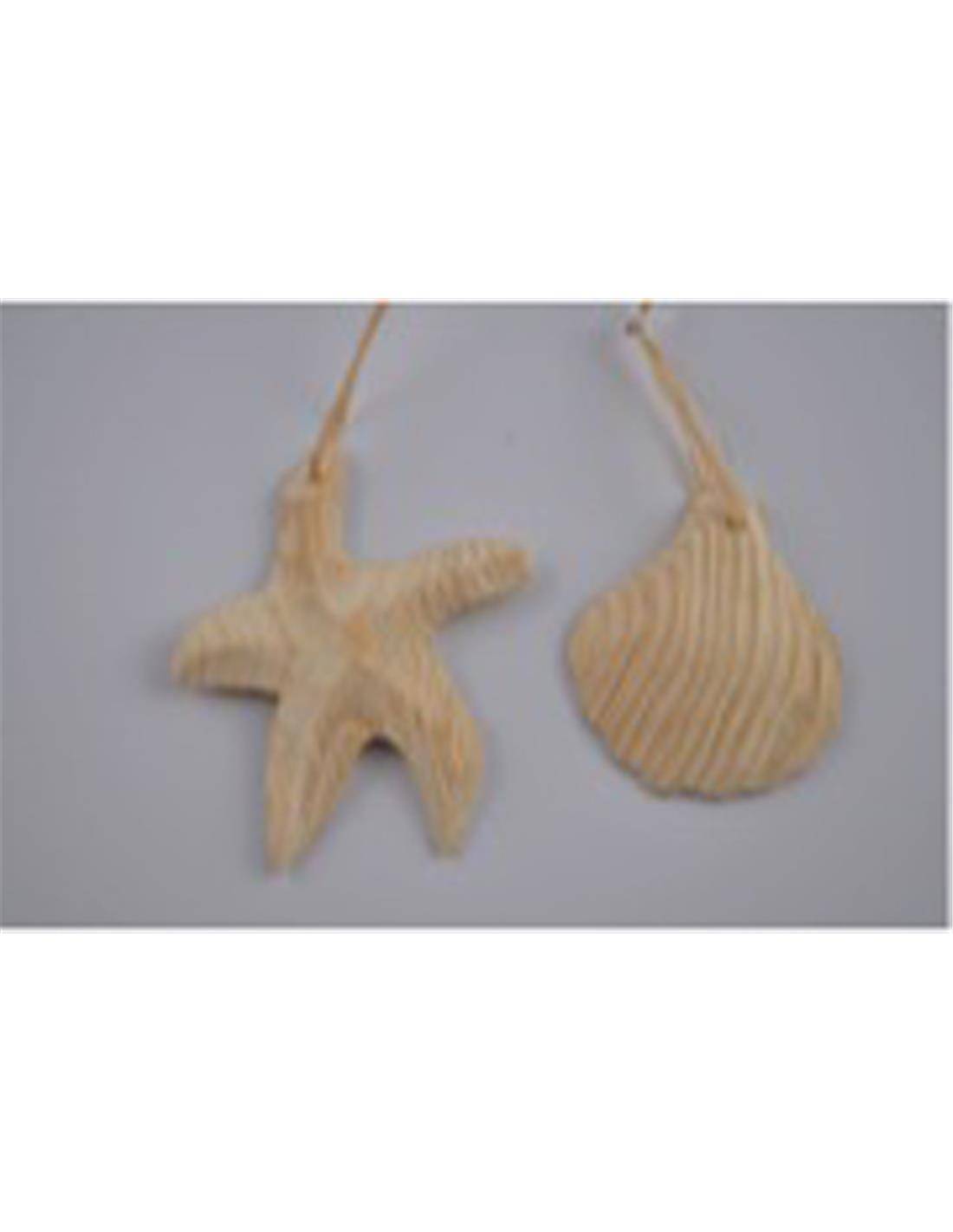 Κοχύλια ξύλινα κρεμ. 13εκ.