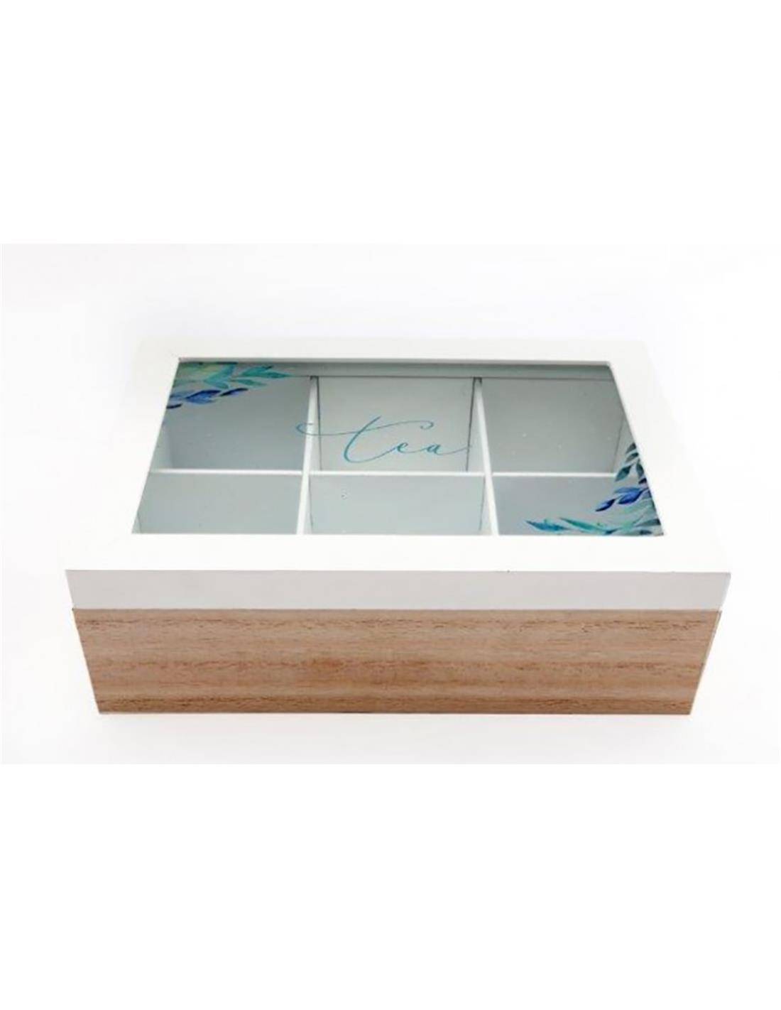 Κουτί ξύλινο για τσάι σχ.ελιές 27Χ20Χ6