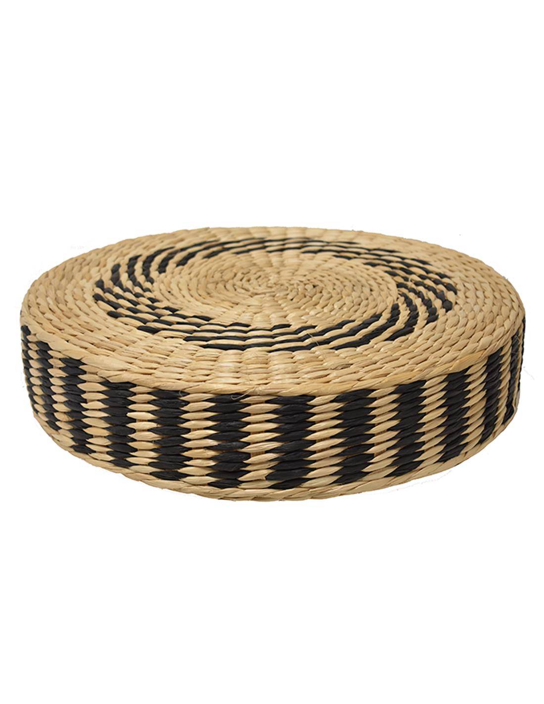 Μαξιλάρα δαπέδου ψάθινη black rush Φ45Χ10