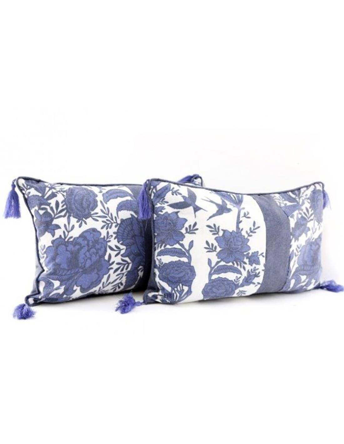 Μαξιλάρι 30Χ50 blue leaves 2χρ.