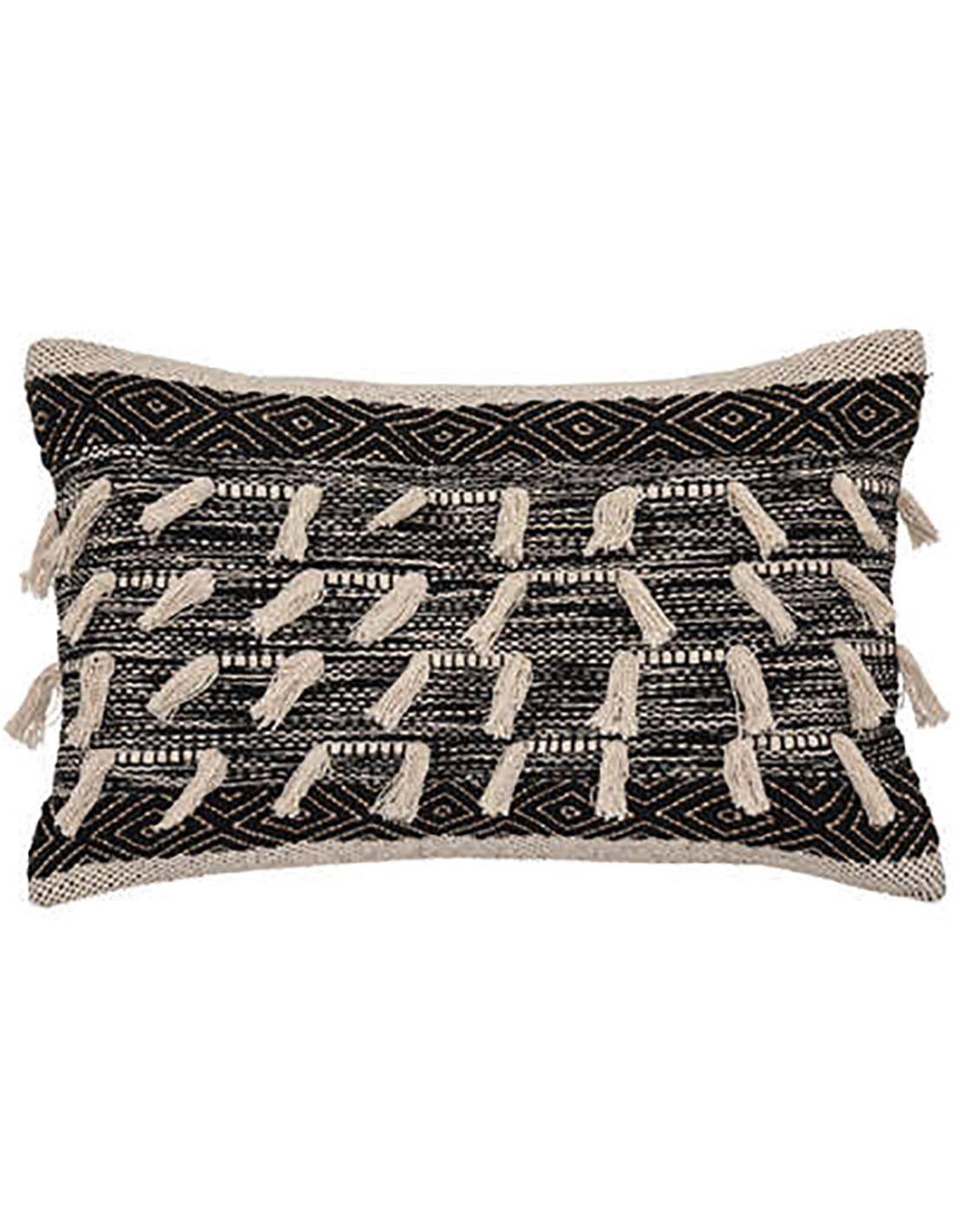 Μαξιλάρι βαμβ.μαύρο με κρόσια 38Χ58