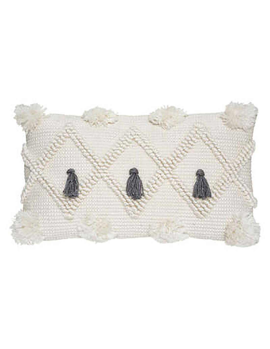 Μαξιλάρι εκρού με φούντες 30Χ50