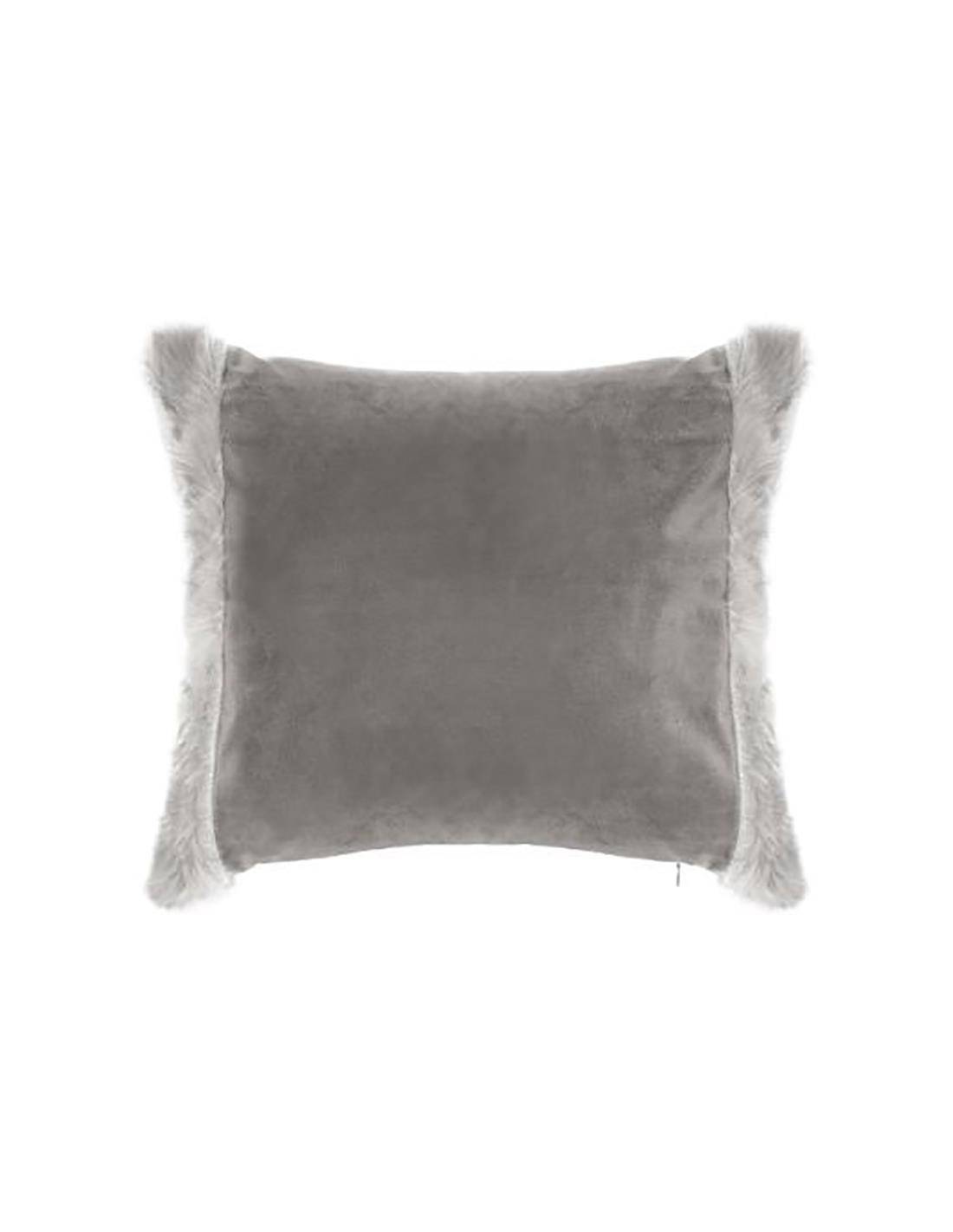 Μαξιλάρι γκρι με γούνα 40Χ40