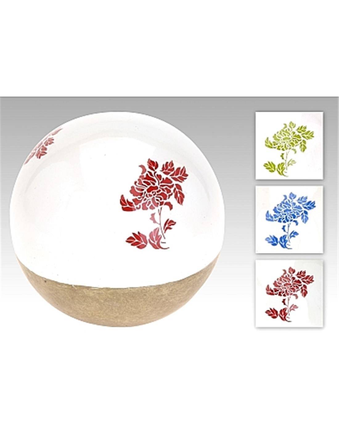 Μπάλα κεραμική μικρή ζωγραφ.λουλούδ.3χρ