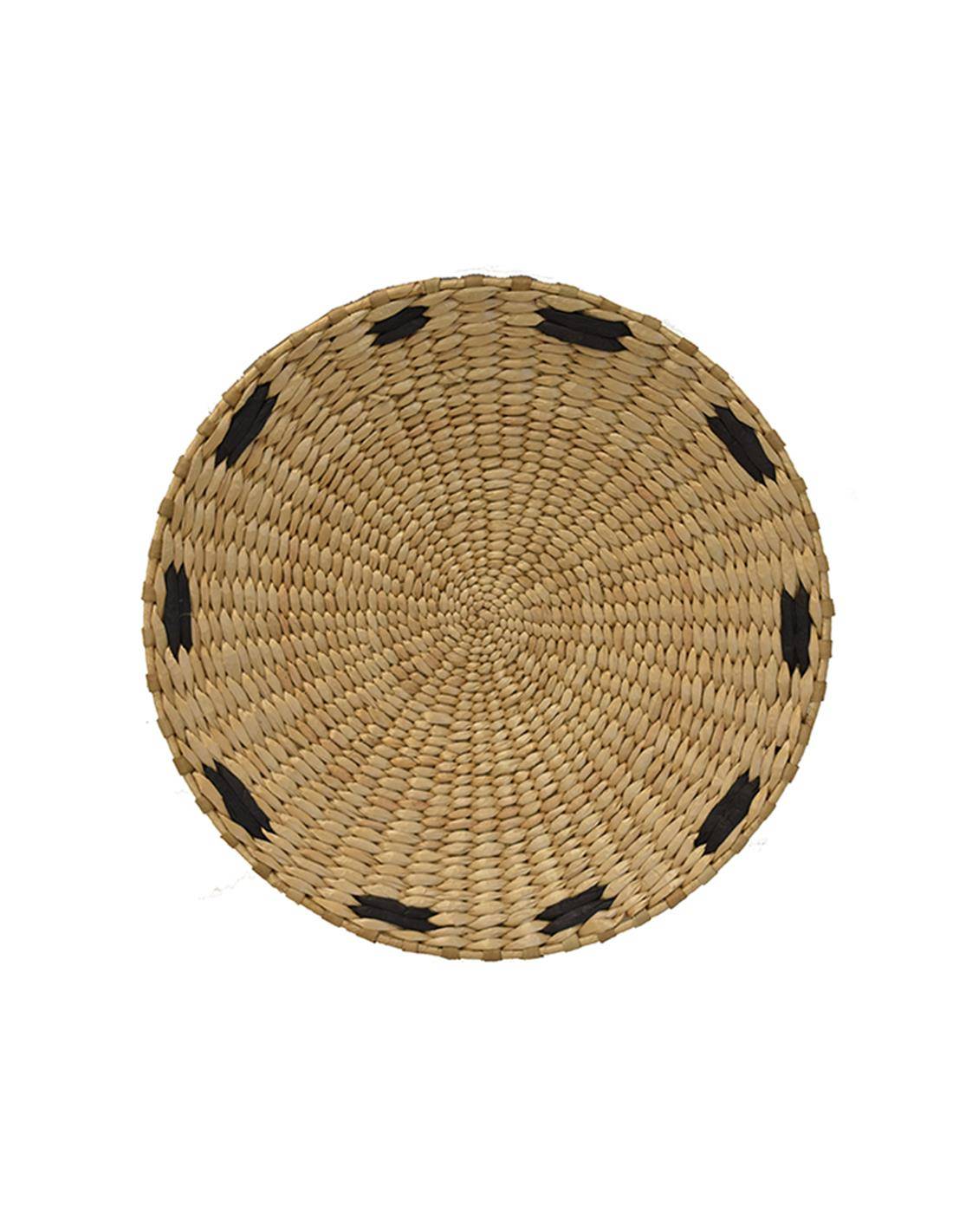 Πιατέλα ψάθινη τοίχου φυσική με μαύρο τελείωμα Φ35Χ4