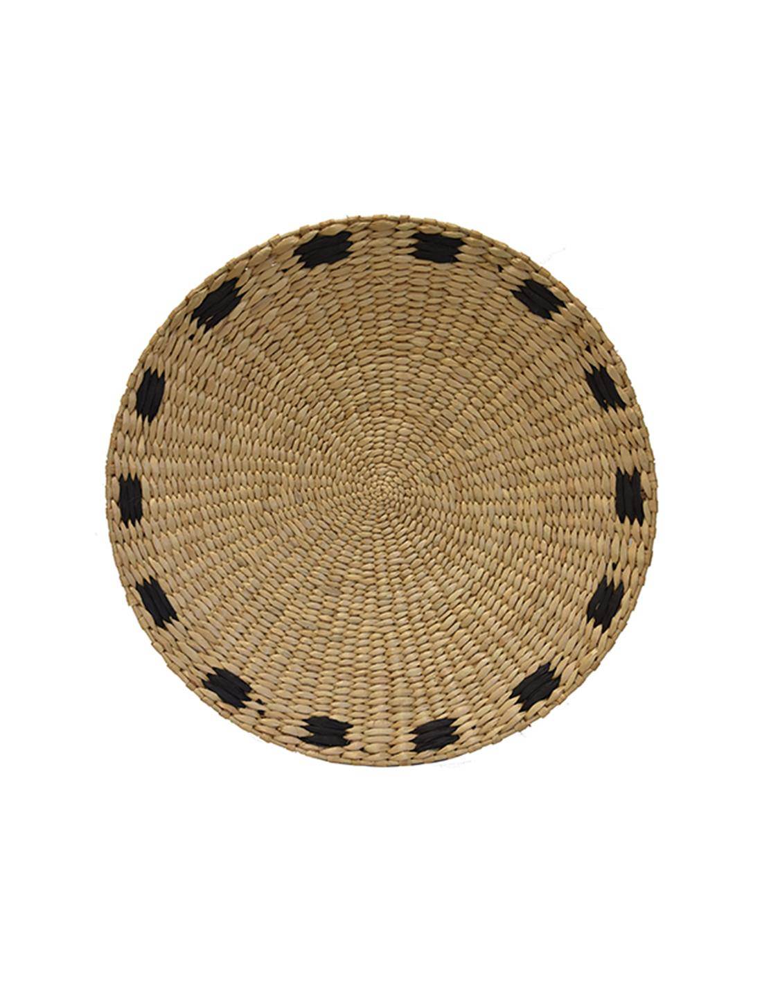 Πιατέλα ψάθινη τοίχου φυσική με μαύρο τελείωμα Φ50Χ6