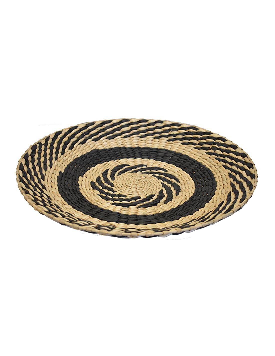 Πιατέλα ψάθινη τοίχου φυσικό χρ.με μαύρο σχ. Φ50