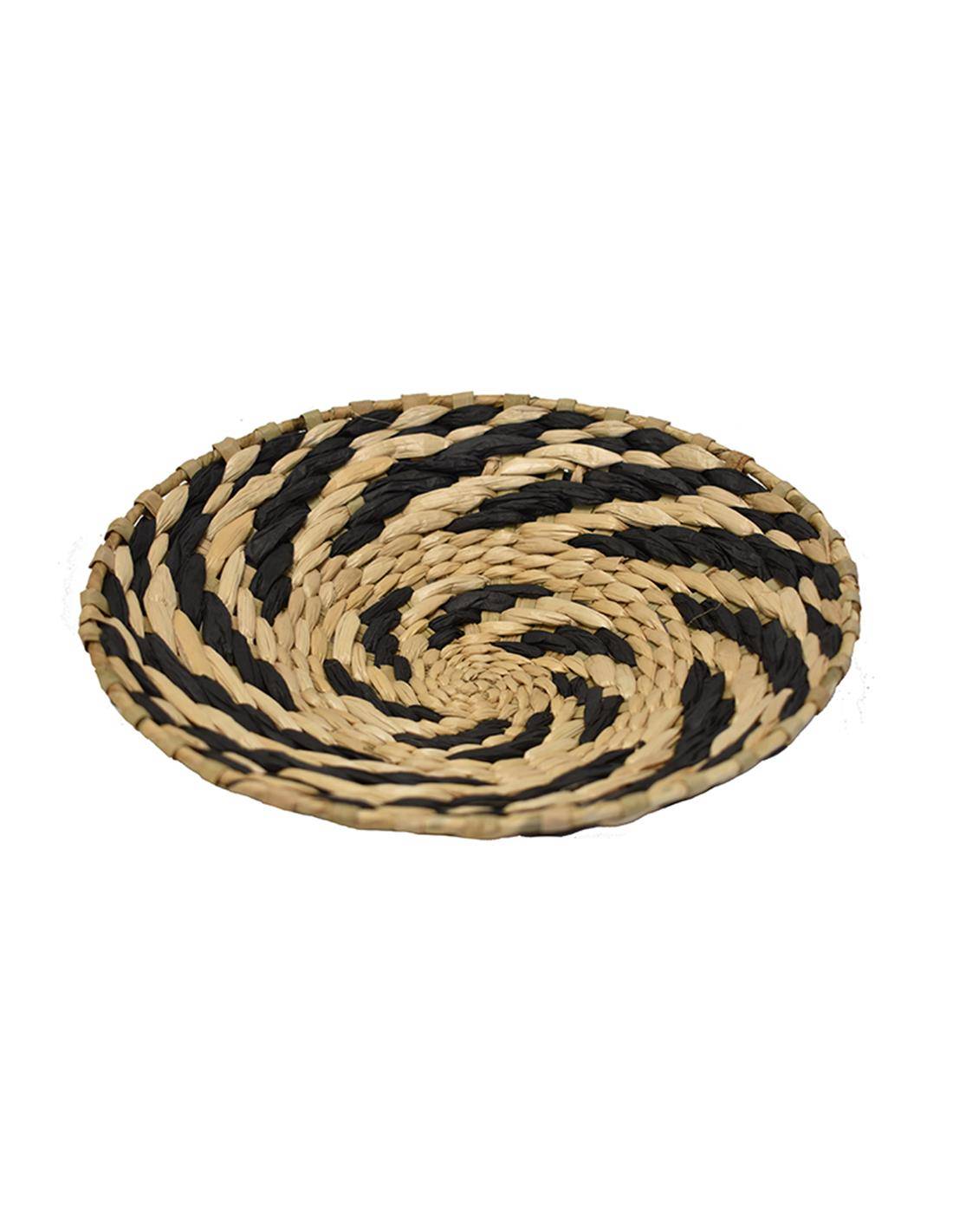 Πιατέλα ψάθινη τοίχου rush μαύρη Φ25