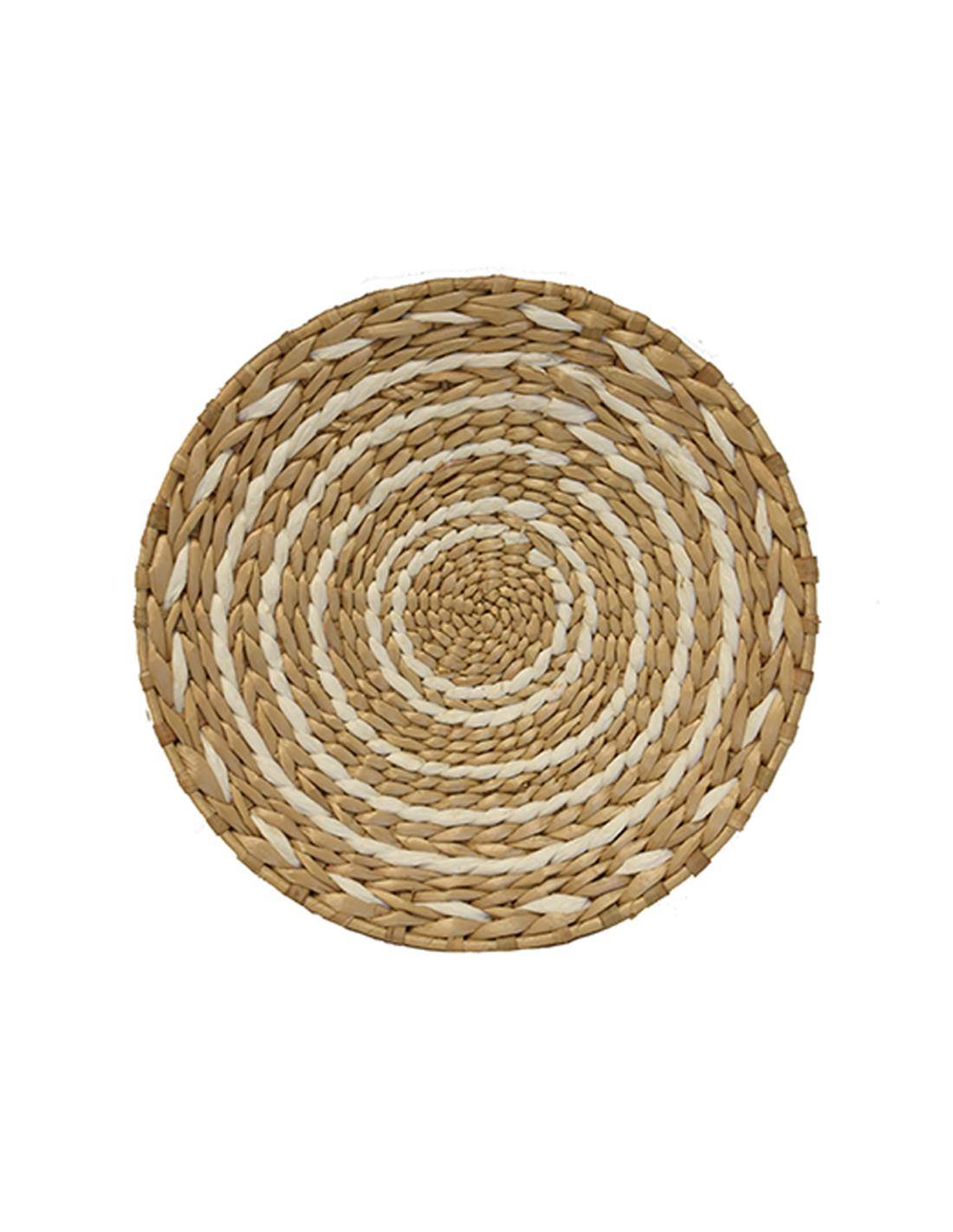 Πιατέλα ψάθινη τοίχου σχ.λευκή ρίγα Φ25Χ4