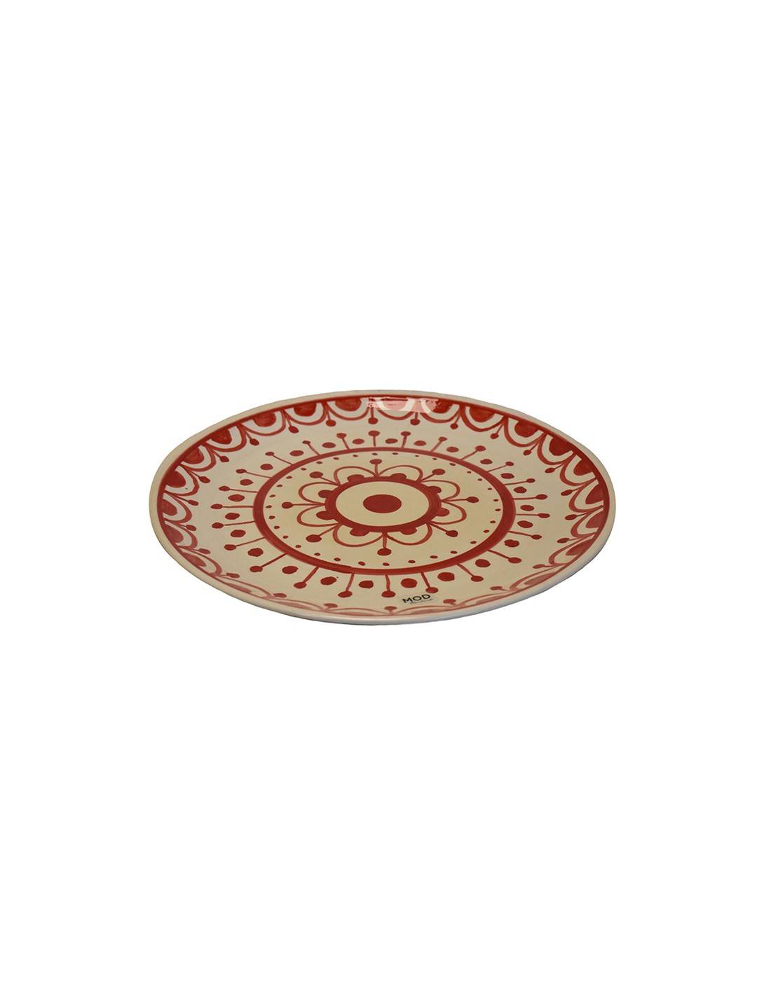 Πιάτο διακοσμ.κεραμ.χειροποίητο 30εκ. Red mandala