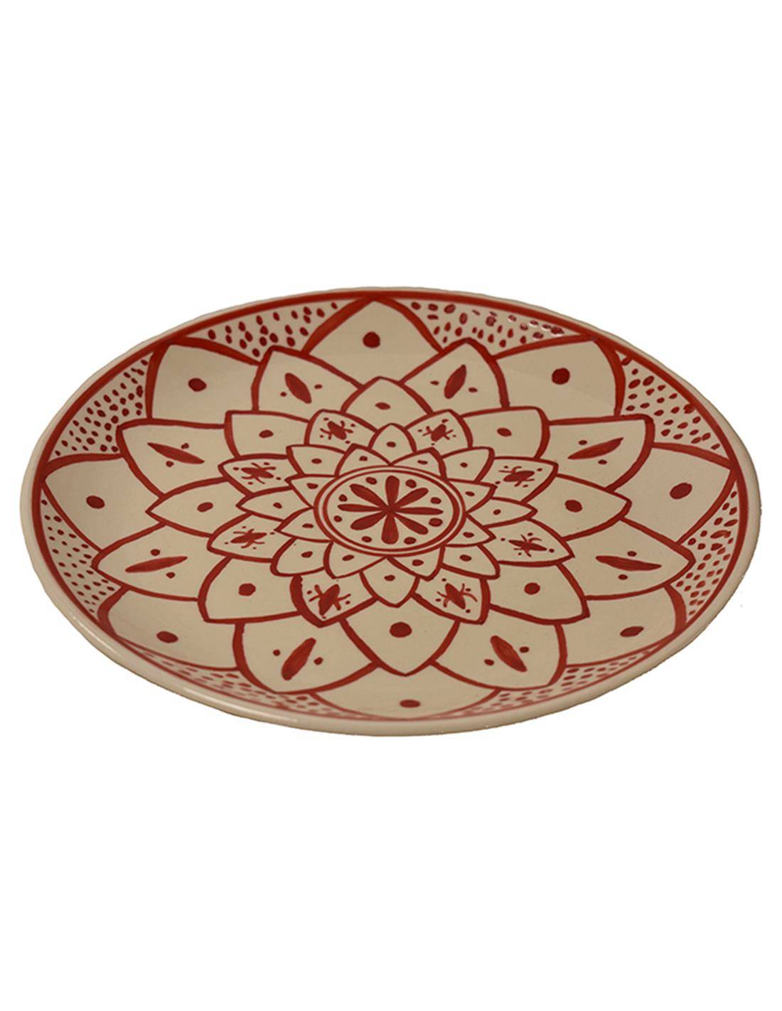 Πιάτο διακοσμ.κεραμ.χειροποίητο 40εκ. Red maroco