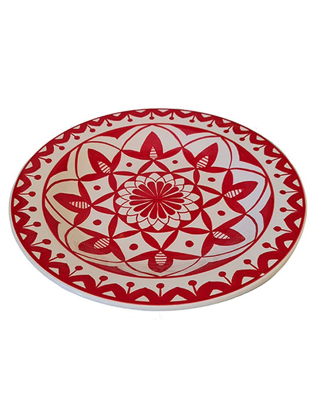 Πιάτο διακοσμ.κεραμ.χειροποίητο βαθύ 40εκ. Red sofra