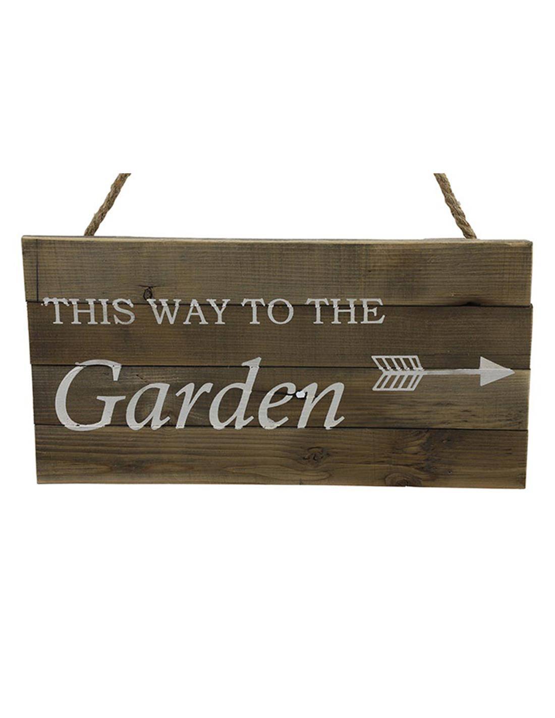 Πινακίδα κρεμαστή ξυλινή φυσικό χρ. GARDEN 38X19,5