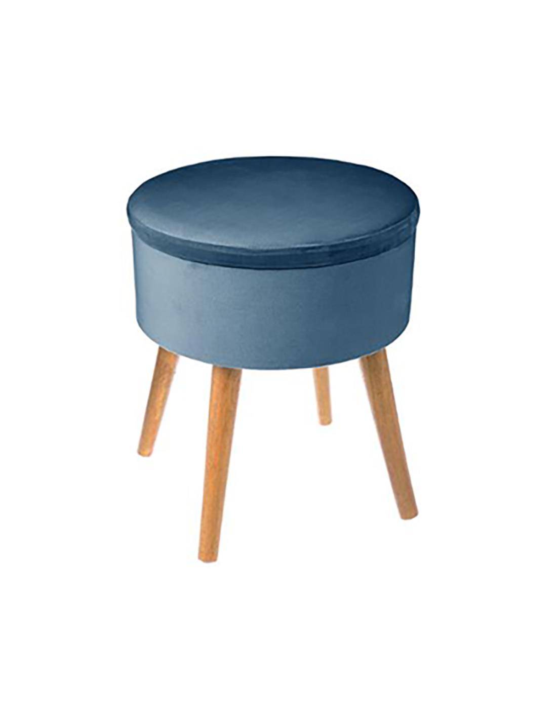 Σκαμπώ μπλε βελουδ.με αποθηκ.χωρο 36Χ44