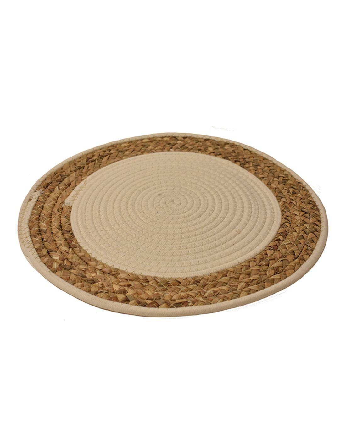 Σουπλά ψάθινο με βαμβ.λευκό σχ. Φ40