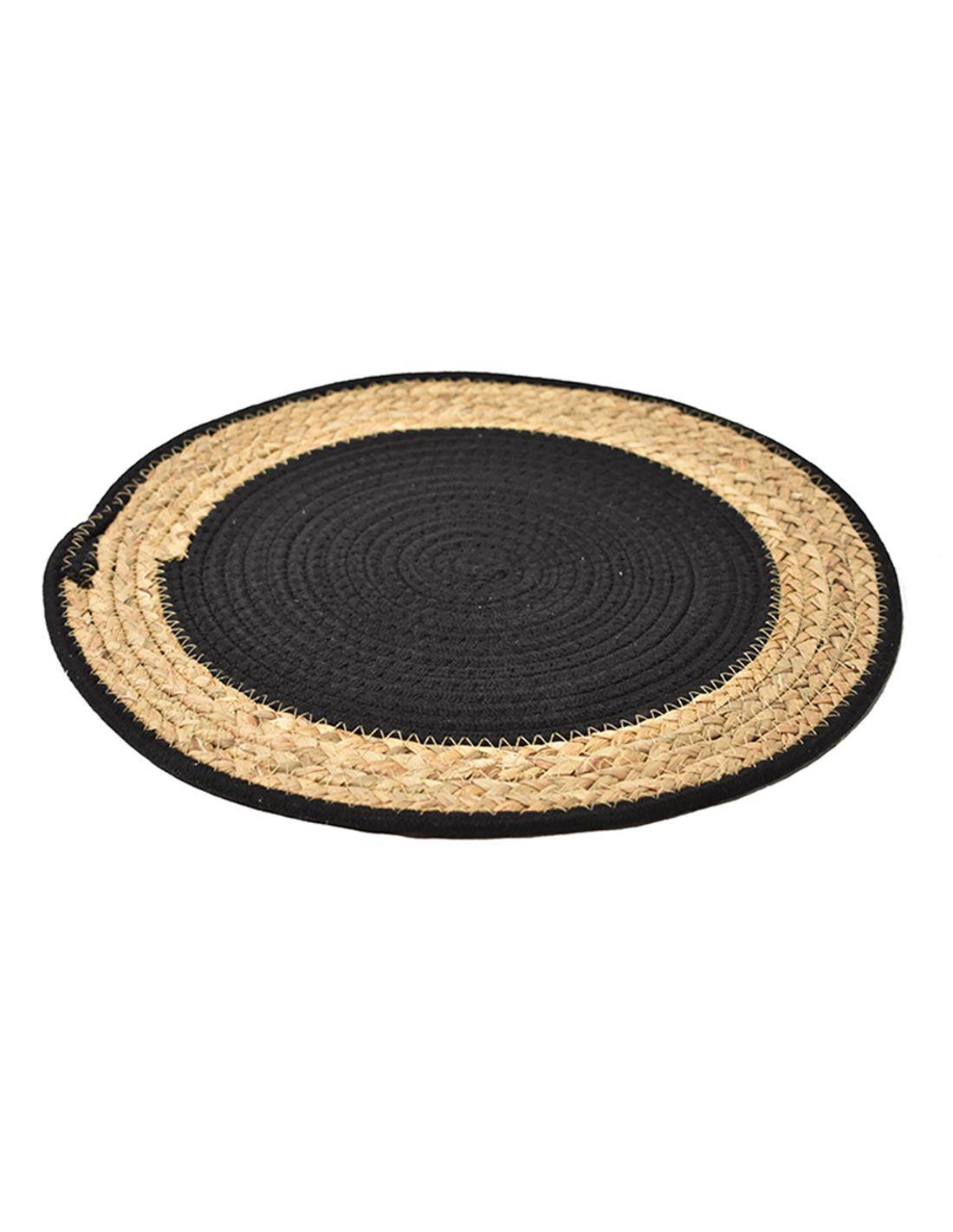 Σουπλά ψάθινο με βαμβ.μαύρο σχ. Φ40