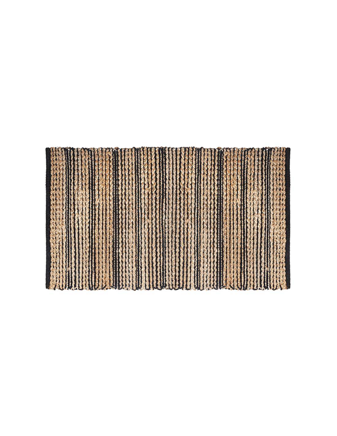 Χαλί γιούτας σενύλ ριγέ μαύρο 70Χ140