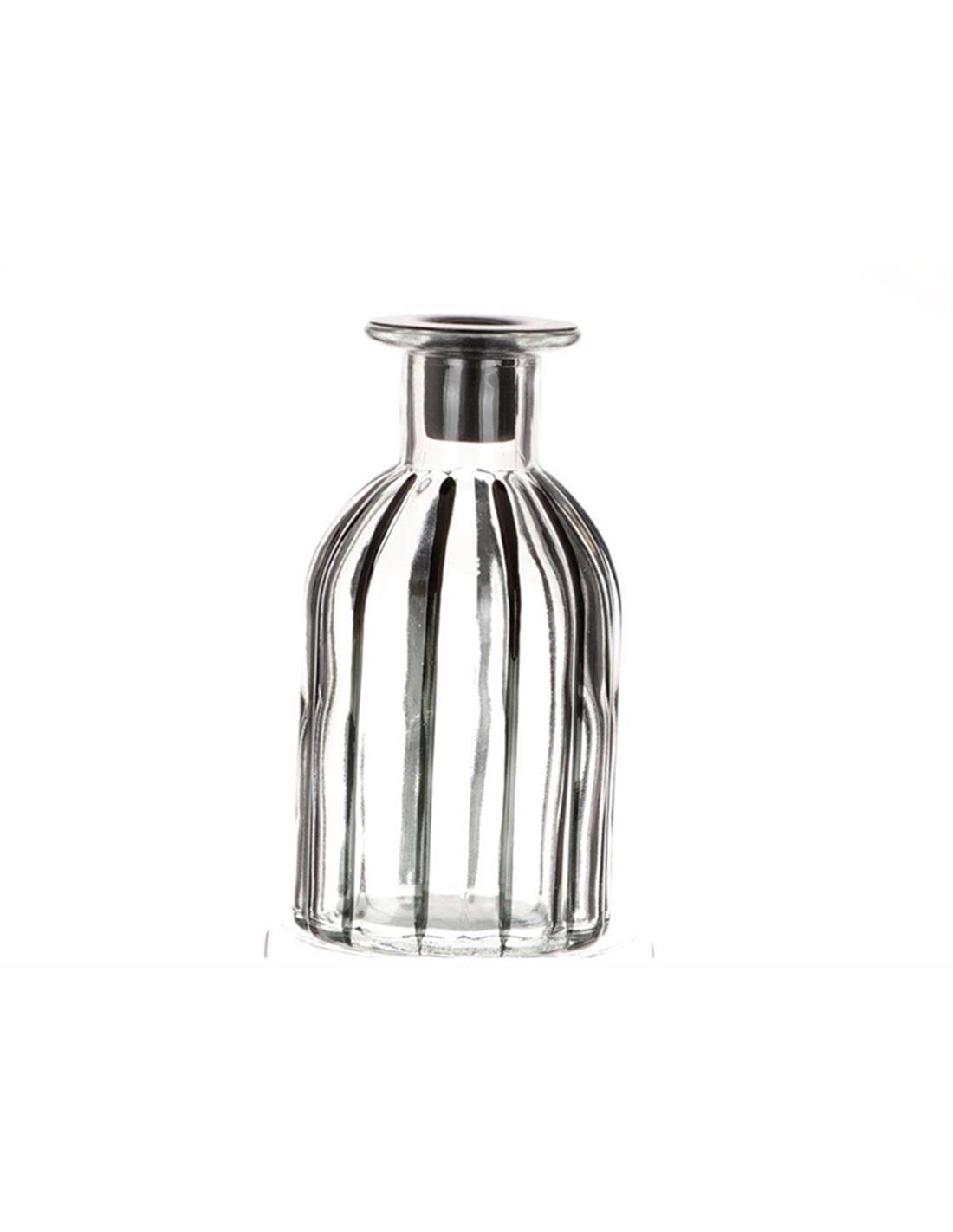 Βάζο ή κηροπήγιο γυαλ.ριγέ μαύρο 7Χ14