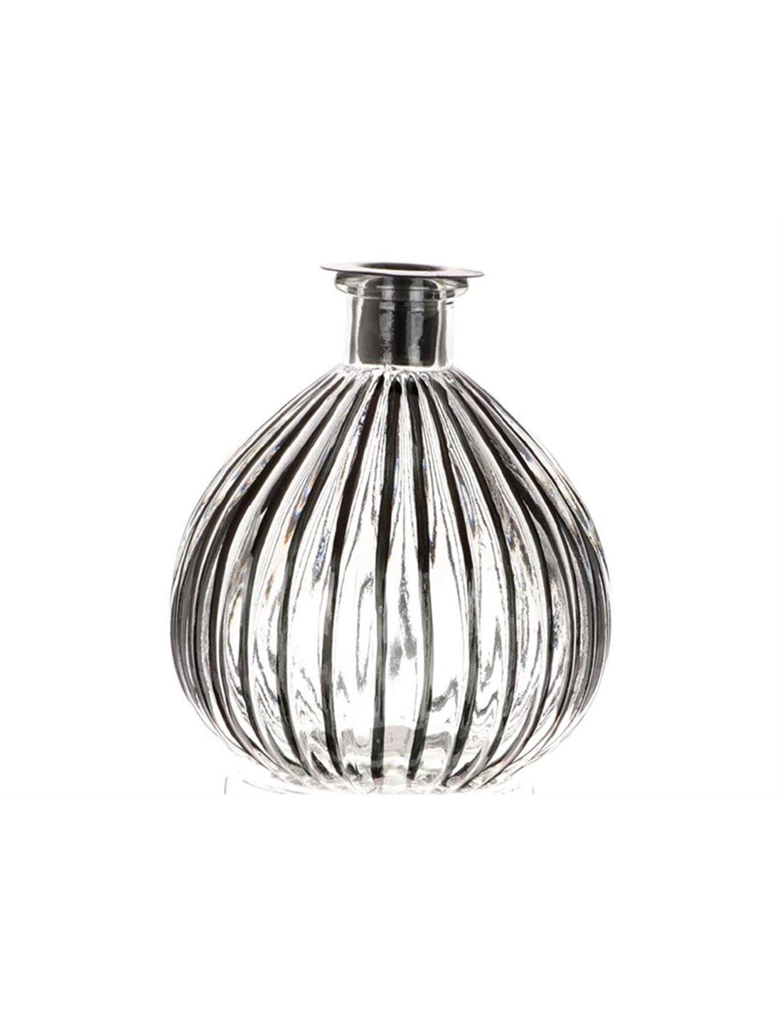 Βάζο / κηροιπήγιο γυαλ.διαφ.με μαύρη ρίγα 15Χ13