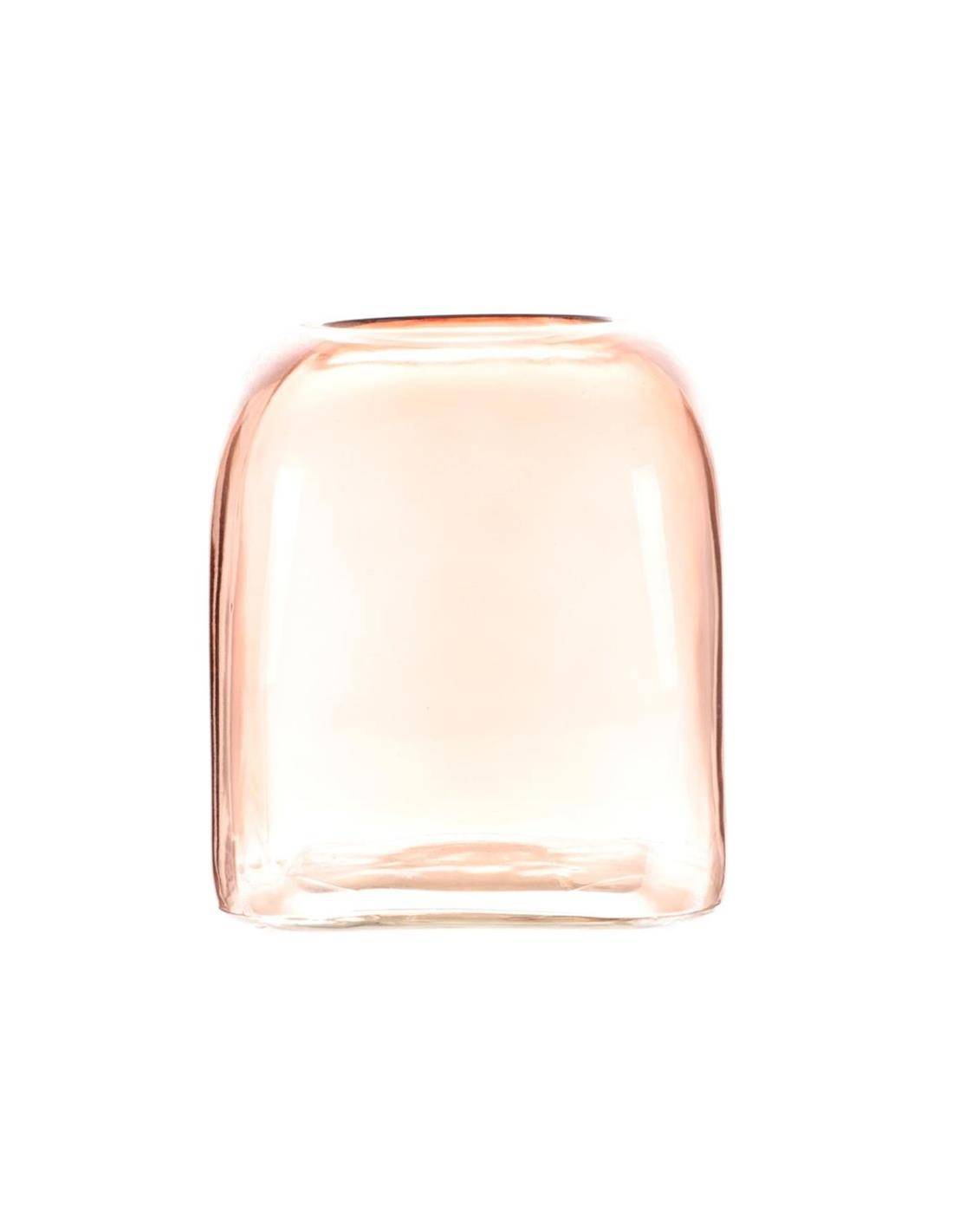 Βάζο γυαλ.τετρ.Lebes παλ.ροζ 16Χ16Χ18