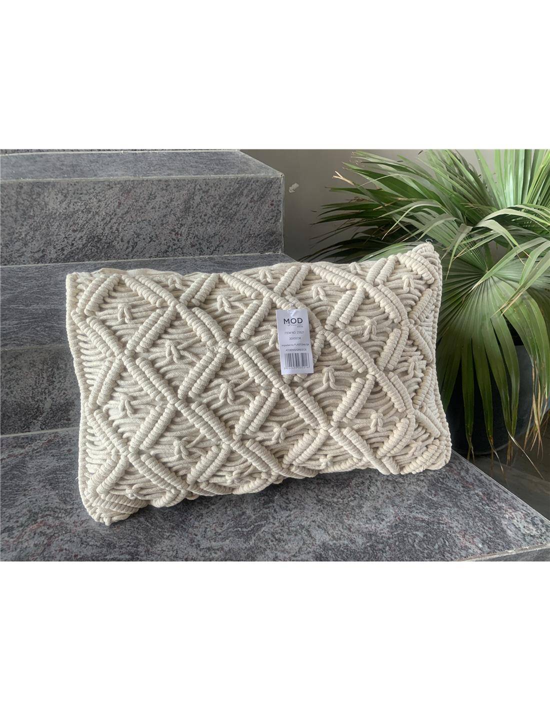 Μαξιλάρι βαμβ.εκρού μακραμέ 30Χ50