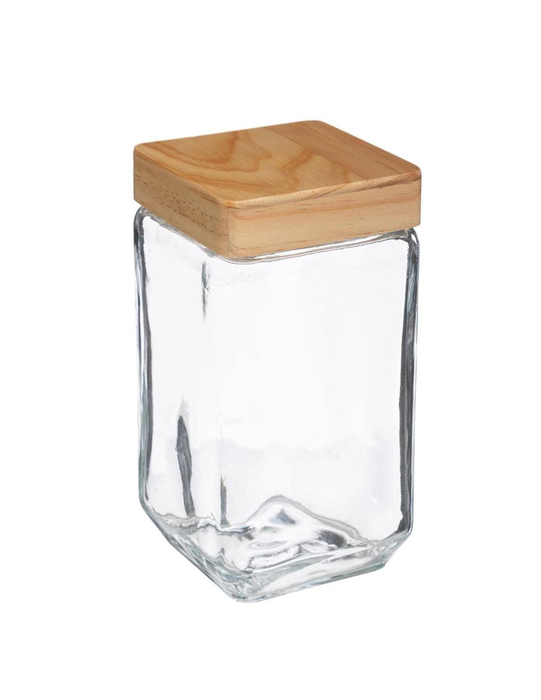 Δοχείο γυαλ.με ξύλ.καπάκι 1,75lt 11,3Χ11,3Χ19