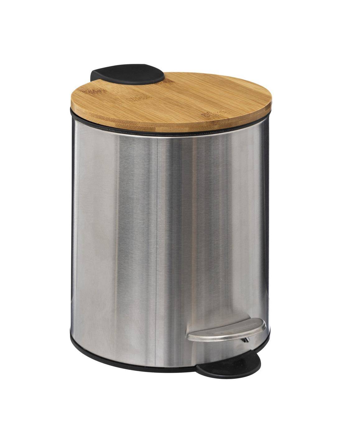 Κάδος απορ.3L softclose inox με καπάκι bamboo