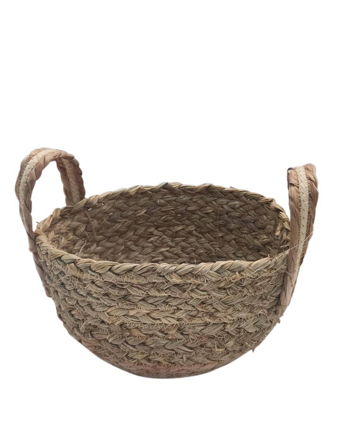 Καλάθι ψάθινο 2χρρωμο καφέ  25Χ15/22