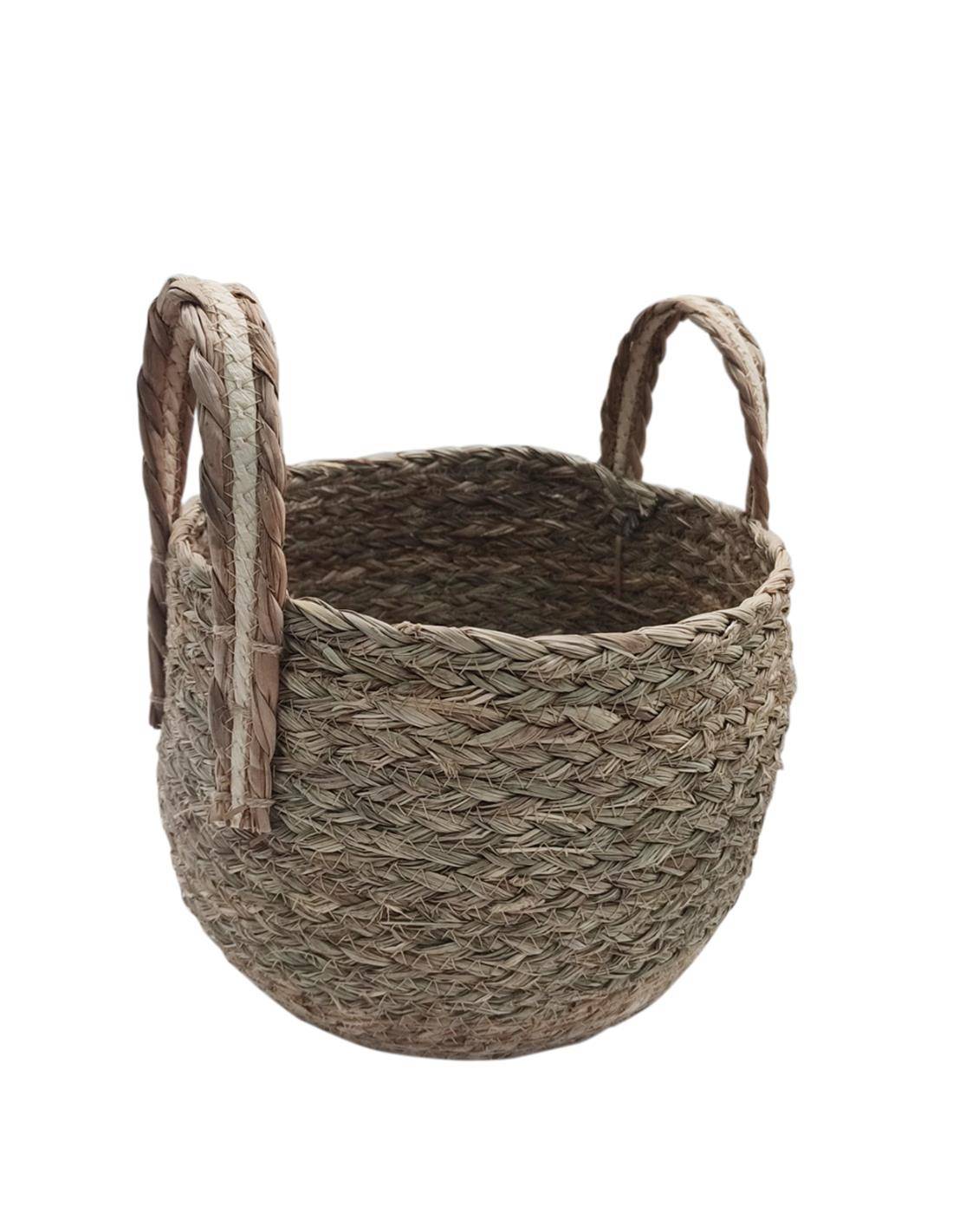 Καλάθι ψάθινο 2χρρωμο καφέ  29Χ21/28