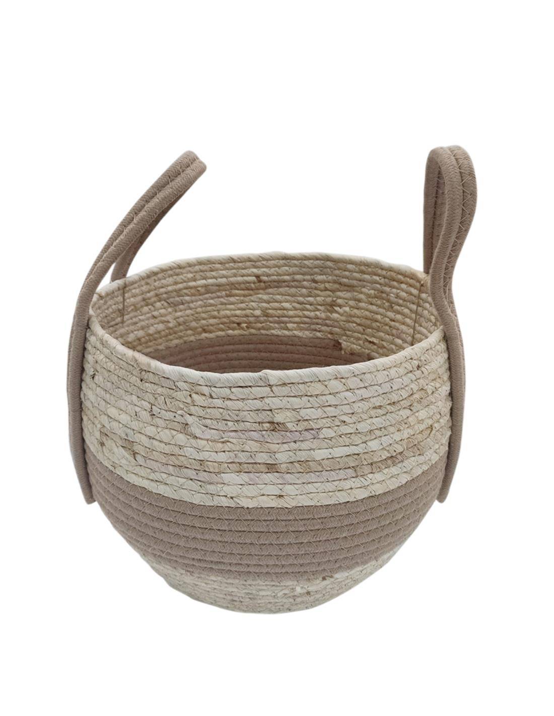 Καλάθι ψάθινο εκρού με φάσα γιούτας 27Χ22/33