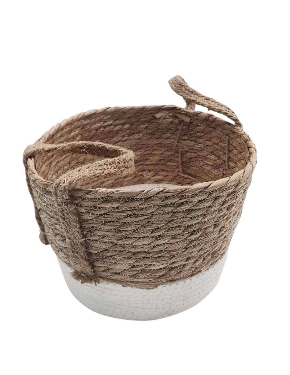 Καλάθι ψάθινο με βάση λευκή 25Χ20/27