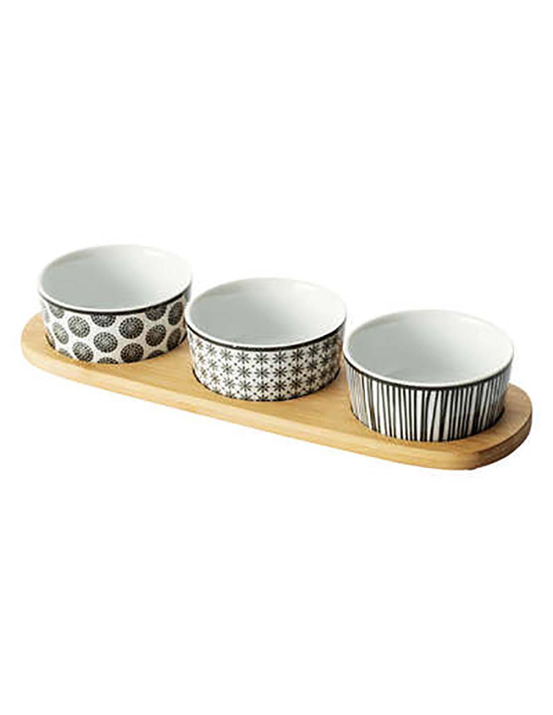 Μπωλ κεραμ.BOHEMIA Χ3 σε βάση bamboo