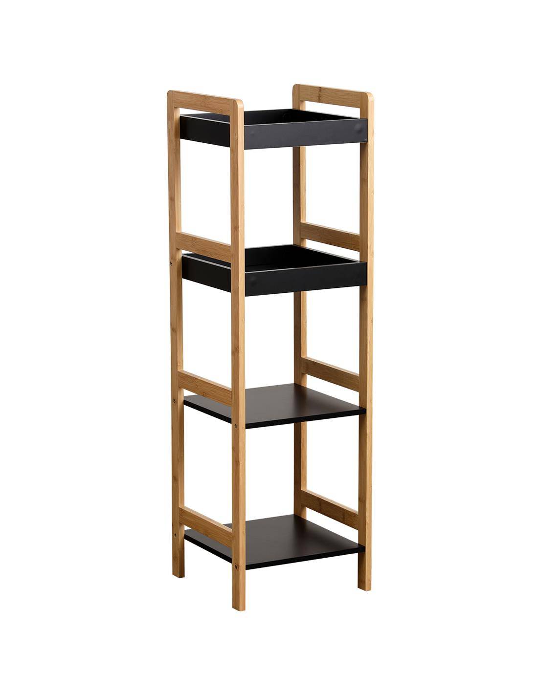 Ραφιέρα MDF μαύρη με bamboo Χ4 33Χ33Χ110