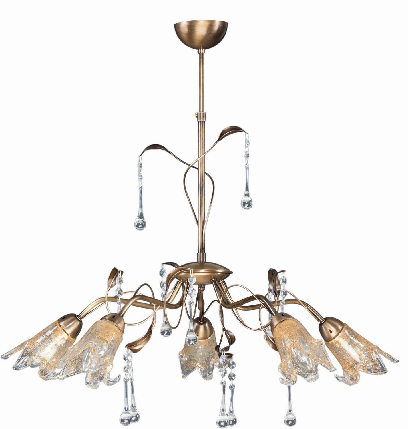 Φωτιστικό Πολύφωτο 5φ Μέταλλο μπρονζέ/Γυαλί Ε14