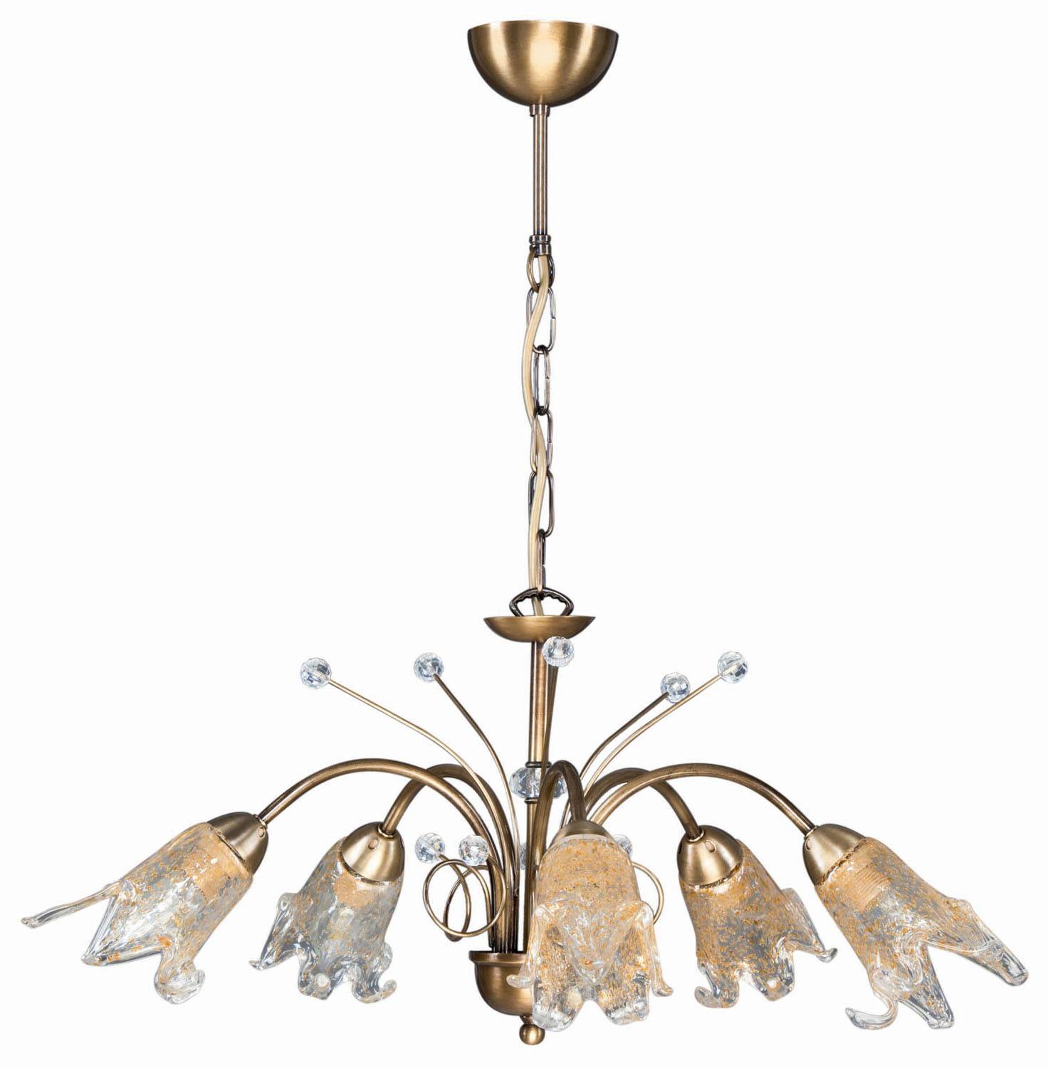 Φωτιστικό Πολύφωτο 5φ Μέταλλο μπρονζέ/Γυαλί Ε14